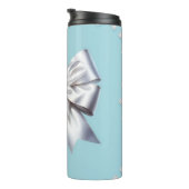 Turquoise Robin's Egg Blue Big White Bow Bridal Thermosbecher (Nach rechts gedreht)