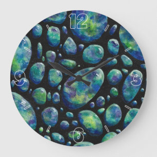 Turquoise Rocks in Space Original Artwork Große Wanduhr