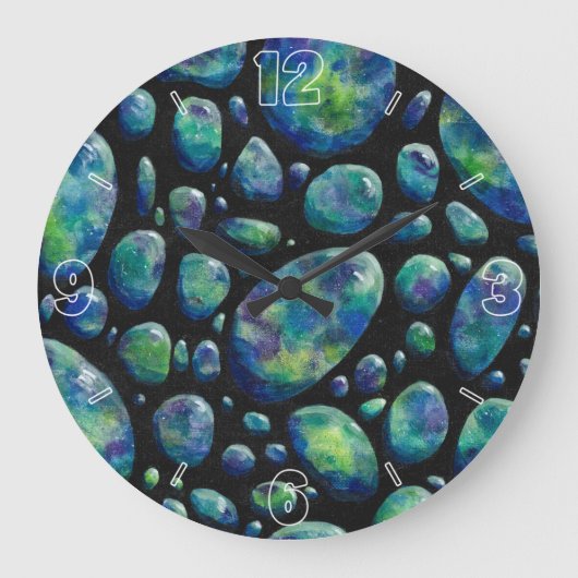 Turquoise Rocks in Space Original Artwork Große Wanduhr (Vorderseite)