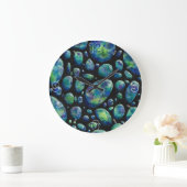 Turquoise Rocks in Space Original Artwork Große Wanduhr (Zuhause)