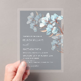 Turquoise Rose Gold Artistic Flowers  Invitation Acryleinladungen