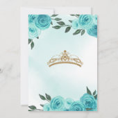 Turquoise Rose Gold Butterfly Quinceañera Geburtst Einladung (Rückseite)