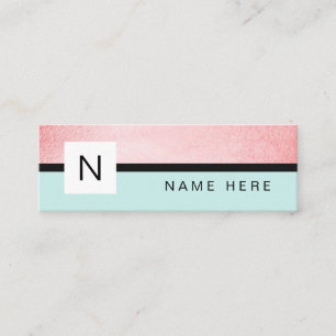 Turquoise Rose Gold Monogram Mini-Visitenkarte Mini Visitenkarte