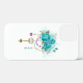 Turquoise Roses with Keys Case-Mate iPhone Hülle (Rückseite (Horizontal))