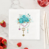 Turquoise Roses with Keys Serviette (Beispiel)