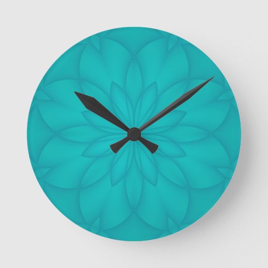 Turquoise Rosette Runde Wanduhr (Vorderseite)