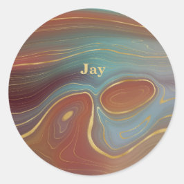 Turquoise Rost und Tan Agate Look mit Gold Runder Aufkleber