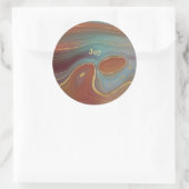 Turquoise Rost und Tan Agate Look mit Gold Runder Aufkleber (Tasche)