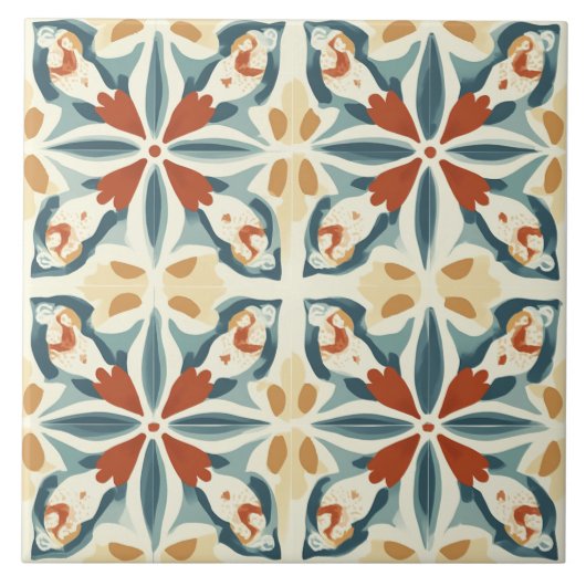 Turquoise, Rust and Yellow Fliese (Vorderseite)