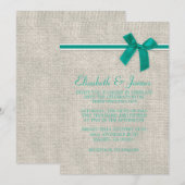 Turquoise Rustic Burlap Wedding Einladungen (Vorne/Hinten)