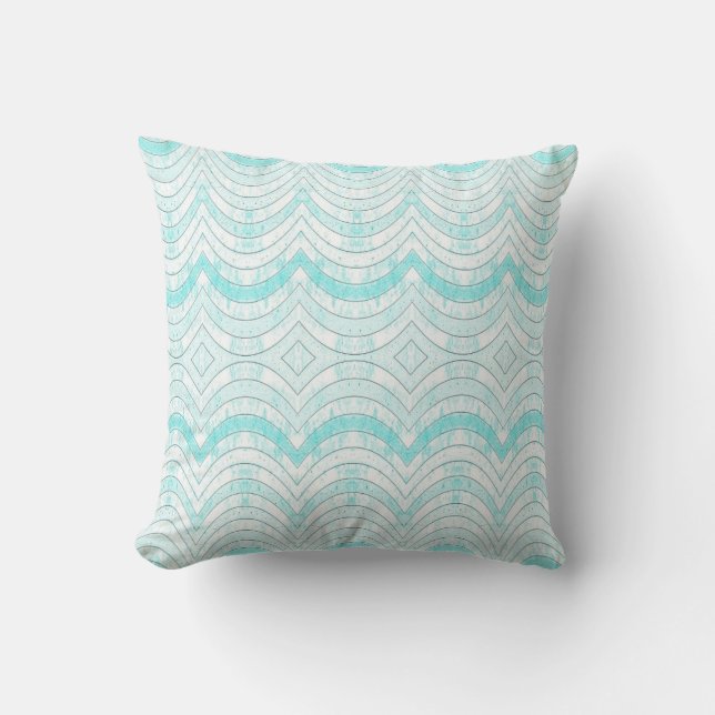 Turquoise Scallops N' Stripes Theme Kissen (Vorderseite)