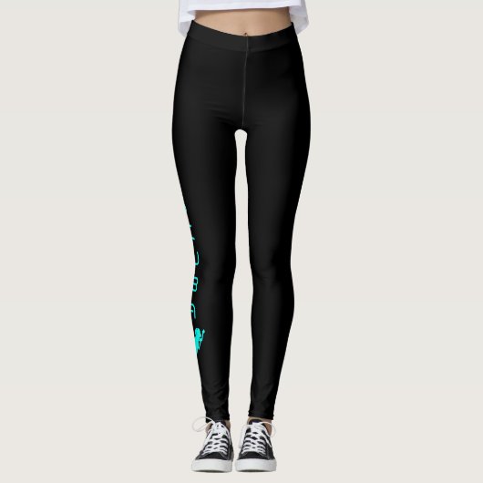 TURQUOISE SCUBA DIVER ILLUSTRATRATION LEGGINGS (Vorderseite)