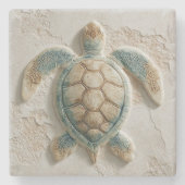 Turquoise Sea Turtle Coastal Art Steinuntersetzer (Vorderseite)
