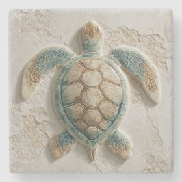 Turquoise Sea Turtle Coastal Art Steinuntersetzer