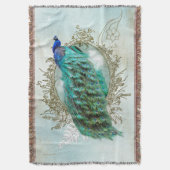 Turquoise Shabby Peacock Decke (Vorderseite Vertikal)
