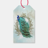 Turquoise Shabby Peacock Geschenkanhänger (Vorderseite)