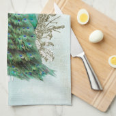 Turquoise Shabby Peacock Handtuch (Viertel Falte)