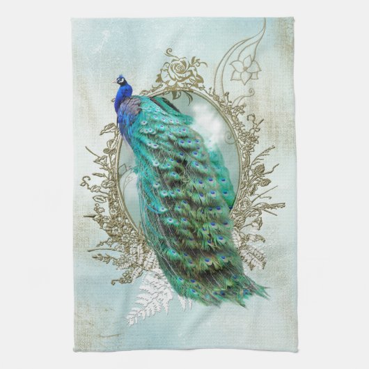 Turquoise Shabby Peacock Handtuch (Vertikal)