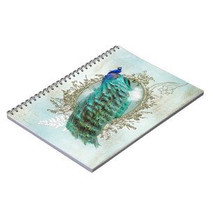Turquoise Shabby Peacock Notizblock