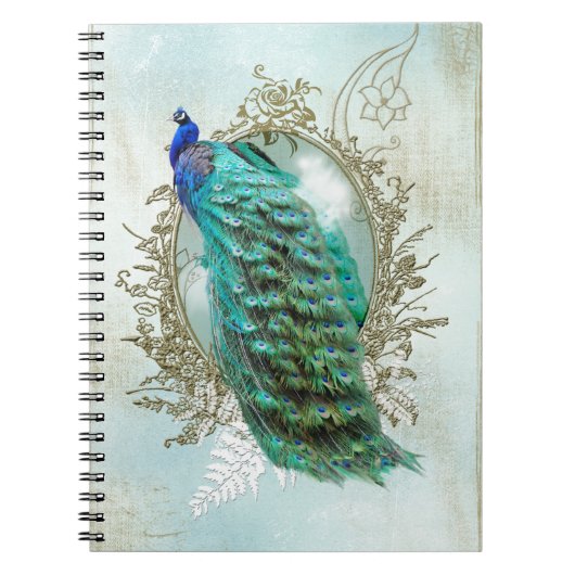 Turquoise Shabby Peacock Notizblock (Vorderseite)