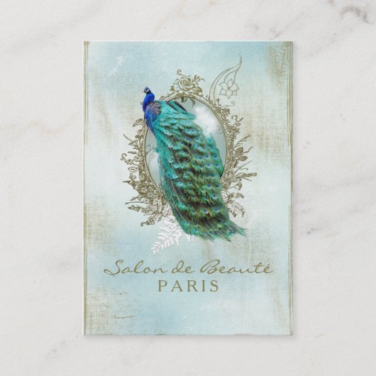Turquoise Shabby Peacock Visitenkarte (Vorderseite)