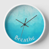 Turquoise Shadow Mandala Breathe Wallclock Uhr (Vorderseite)