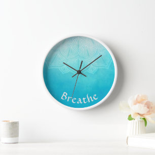 Turquoise Shadow Mandala Breathe Wallclock Uhr