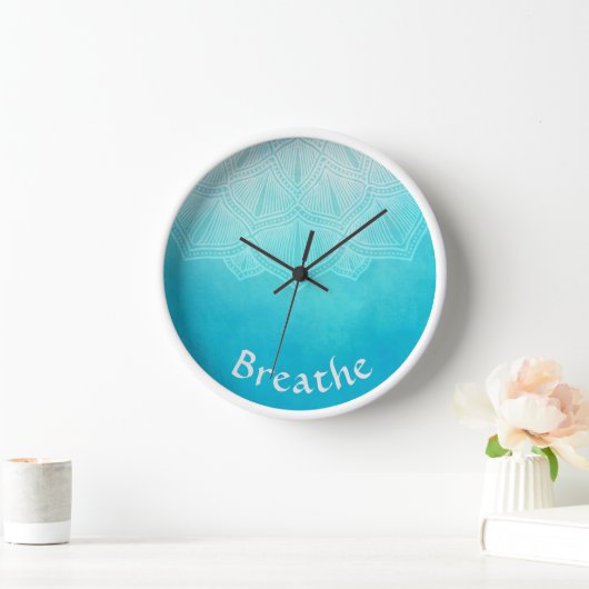 Turquoise Shadow Mandala Breathe Wallclock Uhr (Zuhause)