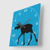 Turquoise Silohuette Moose Wall Clock Quadratische Wanduhr (Winkel)