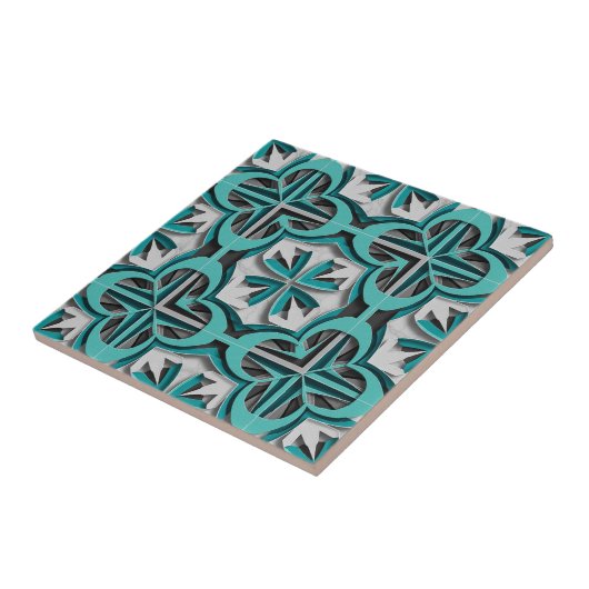 Turquoise Silver 3D Layered Paper Cut Art Fliese (Seite)
