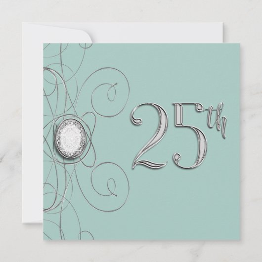 Turquoise Silver Diamond 25 Party zum 25. Jahresta Einladung (Rückseite)