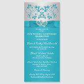 Turquoise, Silver Floral 25th Anniversary Magnetkarte (Vorderseite)