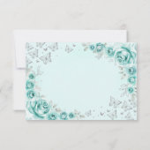 Turquoise Silver Quinceanera Reply RSVP Karte (Rückseite)