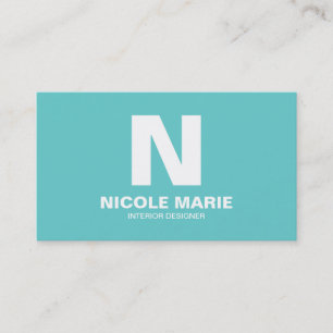 Turquoise Simple Monogram Business Card Visitenkarte