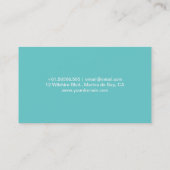 Turquoise Simple Monogram Business Card Visitenkarte (Rückseite)