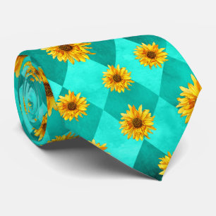 Turquoise Skulls and Sunflower Series Design 2 Krawatte