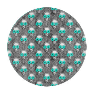 Turquoise Skulls and Sunflower Series Design 9 Schneidebrett
