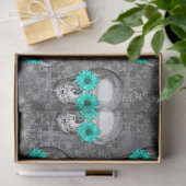Turquoise Skulls and Sunflower Series Design 9 Seidenpapier (Geschenk)