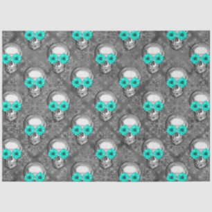 Turquoise Skulls and Sunflower Series Design 9 Seidenpapier