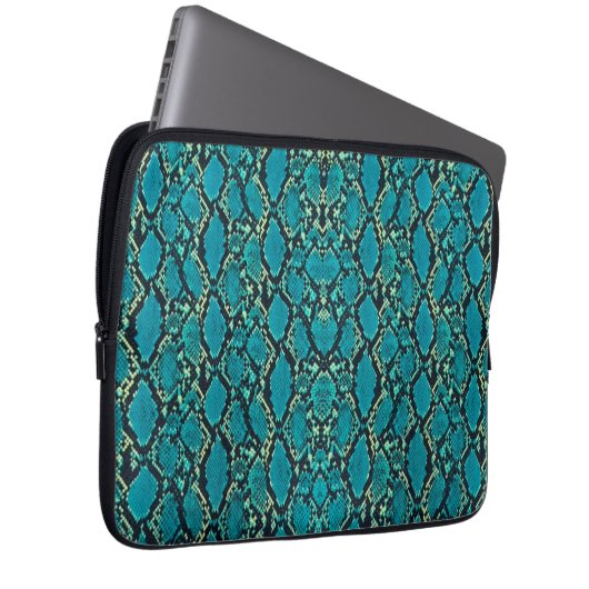 Turquoise Snakeskin Laptopschutzhülle (Vorne Rechts)