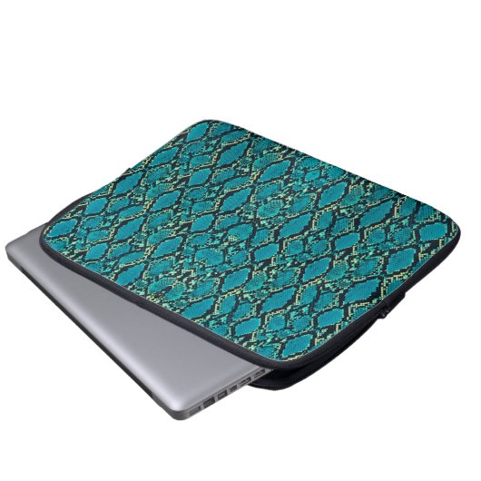 Turquoise Snakeskin Laptopschutzhülle (Vorne Knopf)