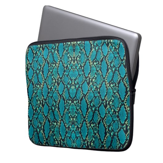Turquoise Snakeskin Laptopschutzhülle (Vorderseite Links)