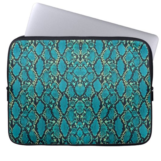 Turquoise Snakeskin Laptopschutzhülle (Vorderseite)