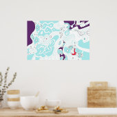 "Turquoise Space" Digitales Abstraktes Kunstposter Poster (Küche)