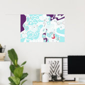 "Turquoise Space" Digitales Abstraktes Kunstposter Poster (Heimbüro)
