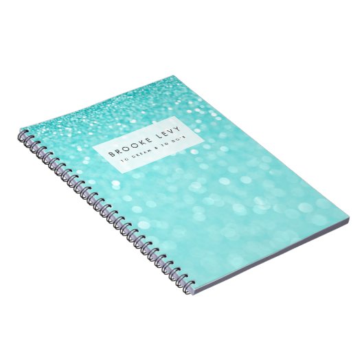 Turquoise Sparkle Personalisiert Journal-Notebook Notizblock (Rechte Seite)