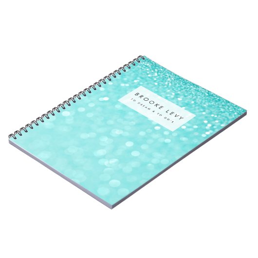 Turquoise Sparkle Personalisiert Journal-Notebook Notizblock (Linke Seite)