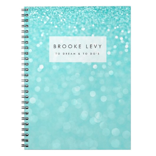 Turquoise Sparkle Personalisiert Journal-Notebook Notizblock (Vorderseite)