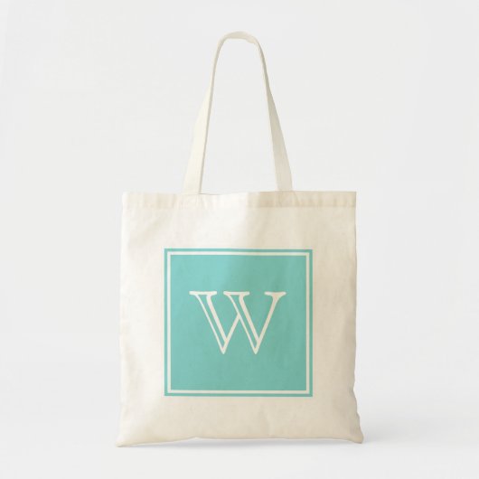 Turquoise Square Monogram Toag Tragetasche (Vorne)
