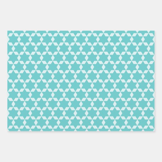 Turquoise Star Tiles Geometric Geschenkpapier Set (Vorderseite)